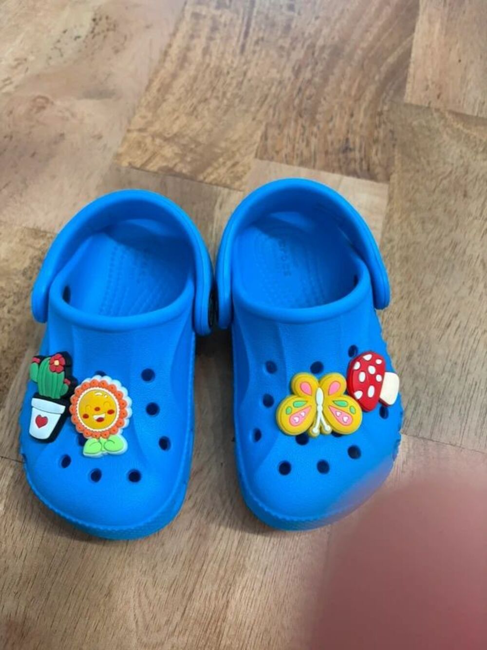 Crocs Classic Clog Unisex Kids Blue Rubber Slip-On Clogs w/ Charms